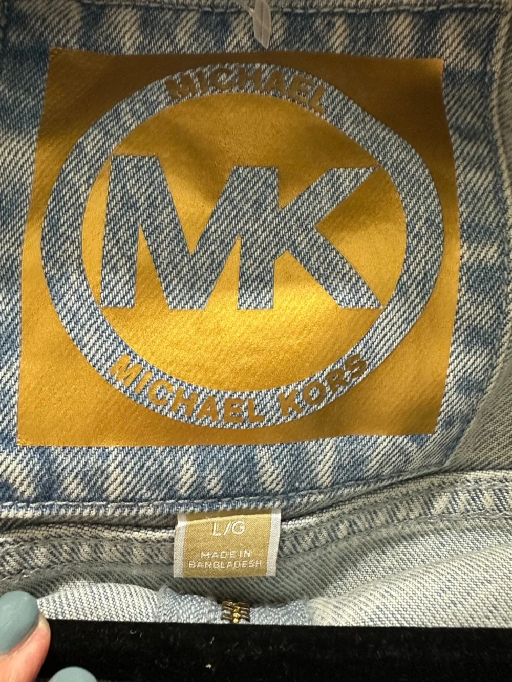 NWOT Michael Kors Light Wash Denim Zip Jacket with Gold-Tone Hardware